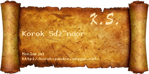 Korok Sándor névjegykártya