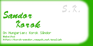 sandor korok business card